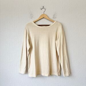 CP SHADES Sweater Cream Pullover Long Sleeve Knit Stretch Minimalist